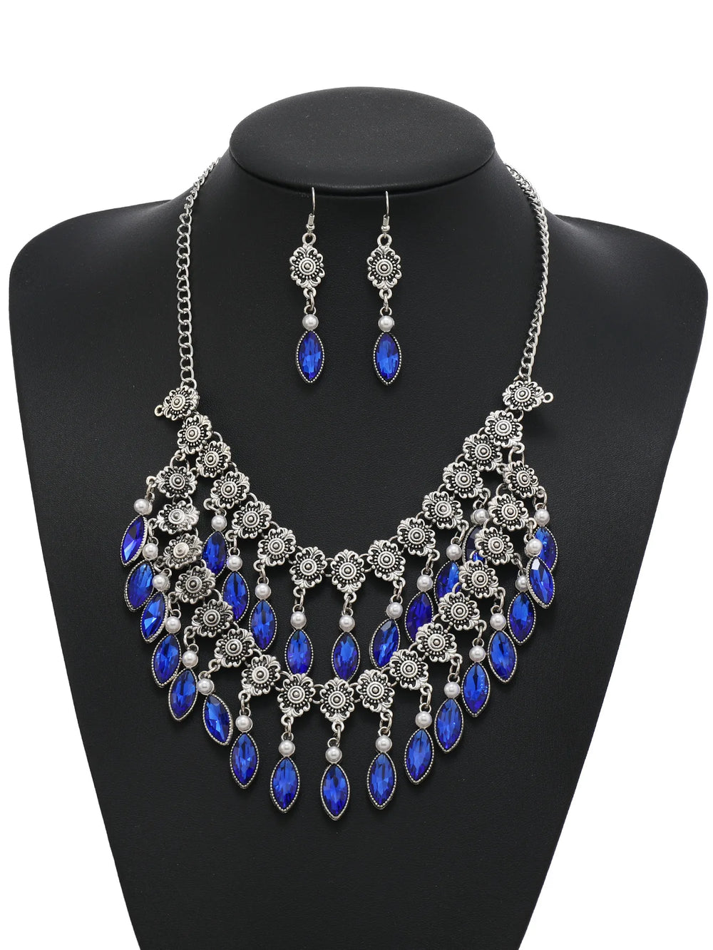 Floral Crystal Necklace & Earrings Set | Braviixx