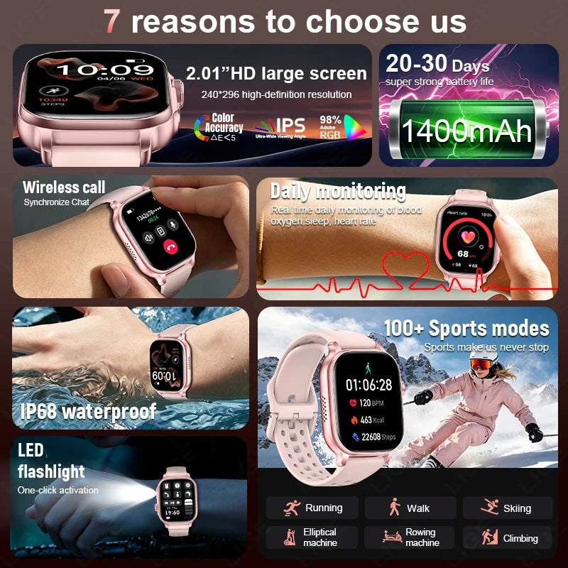 2.01" Outdoor Smart Watch with 1400mAh Battery & Bluetooth Calling | Braviixx