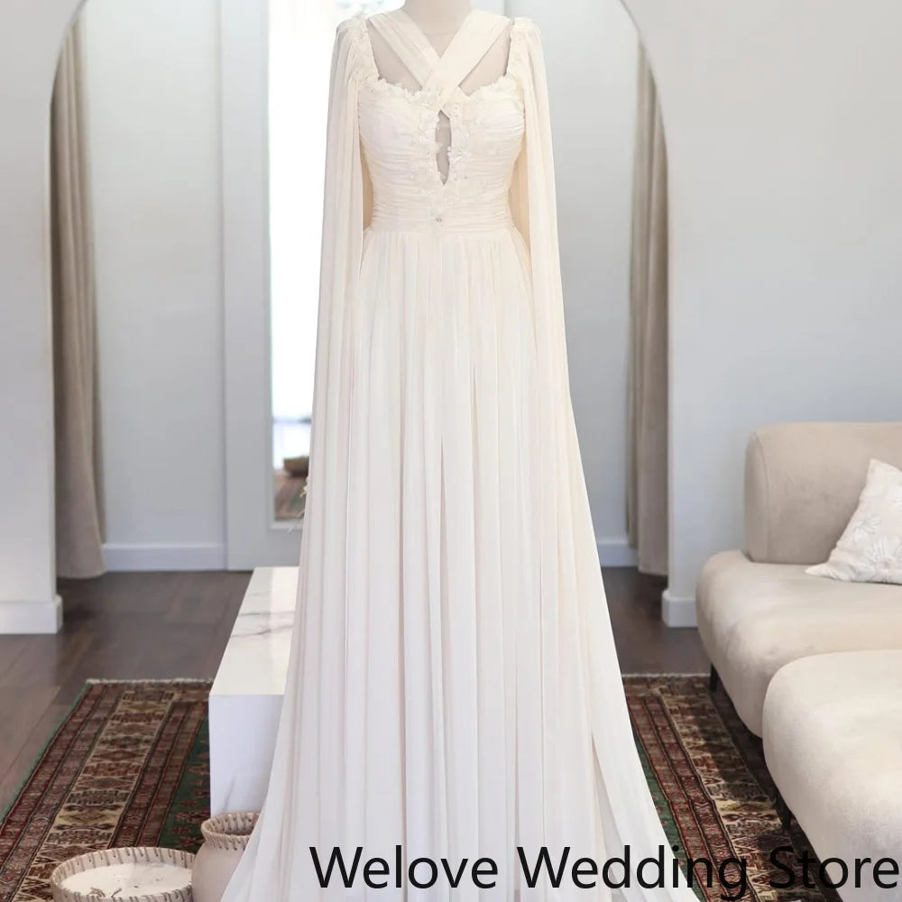 Wedding Dress Featuring Wrap Crisscross Halter Neck Center Front Keyhole Cutout, Floral Lace Embellished Fitted Bodice