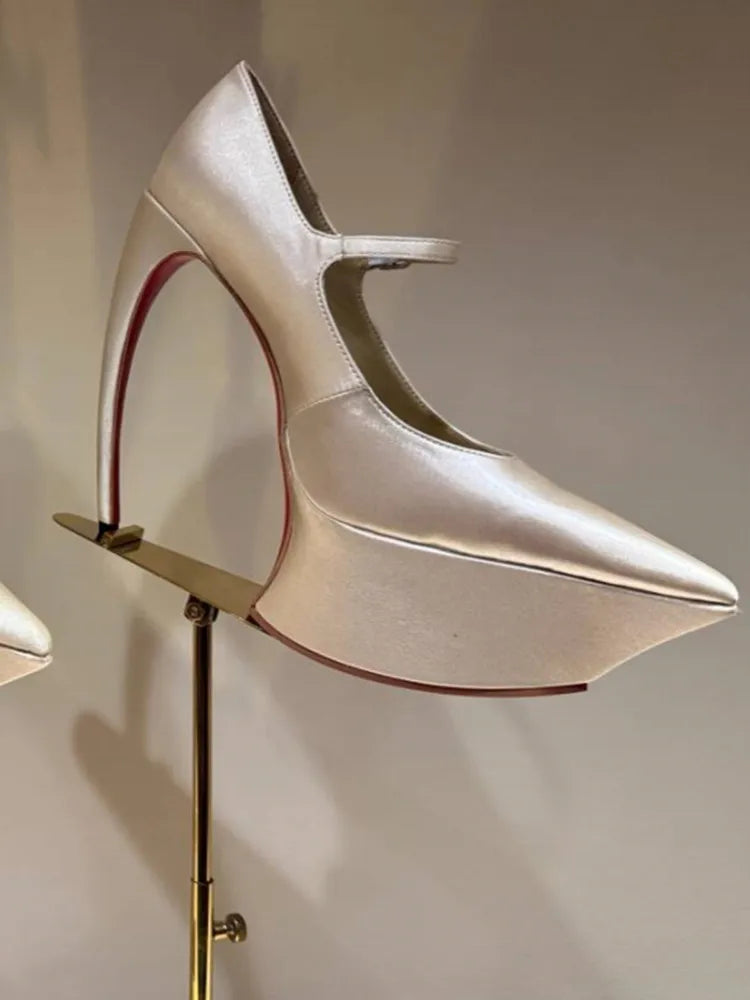 Pointed-Toe Platform Heels | Buckle-Strap & Bow Styles | Braviixx