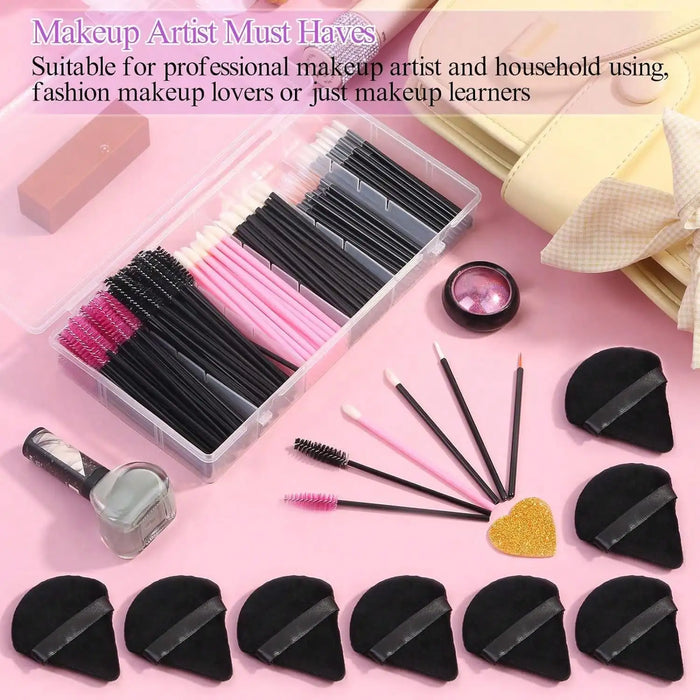 309-Piece Disposable Makeup Applicator Kit | Wands, Puffs & Beauty Tools | Braviixx