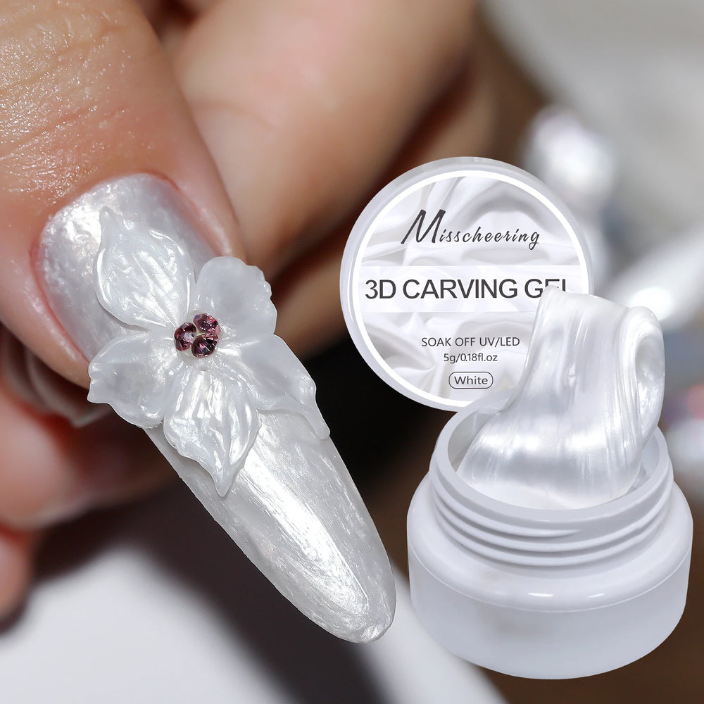 5ml White 3D Carved Nail Art Gel | Sculpting & Design Options | Braviixx