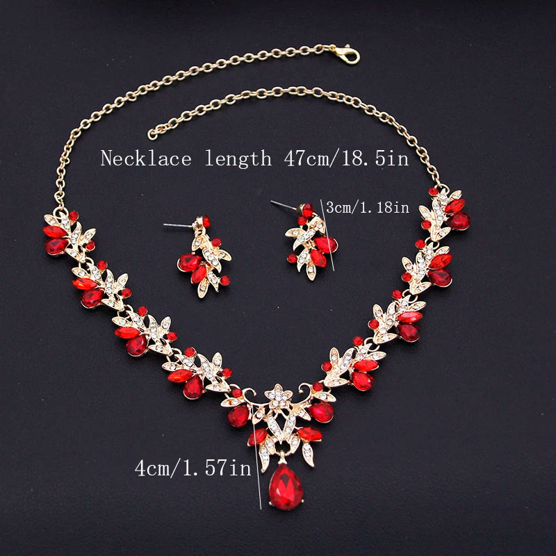 Bridal Crystal Jewellery Set | Crown, Teardrop Necklace & Earrings | Braviixx
