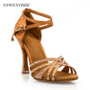 Women's Brown Rhinestone Latin Dance Heels | Braviixx