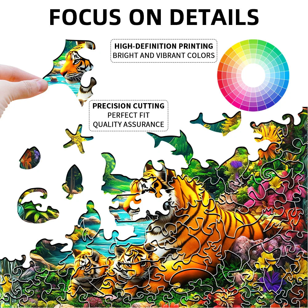 Tiger Garden Wooden Jigsaw Puzzle | Braviixx