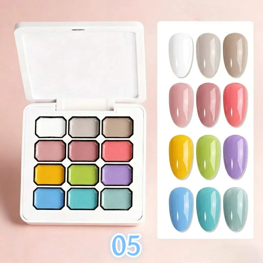 12-Color Solid Nail Polish Palette | Braviixx