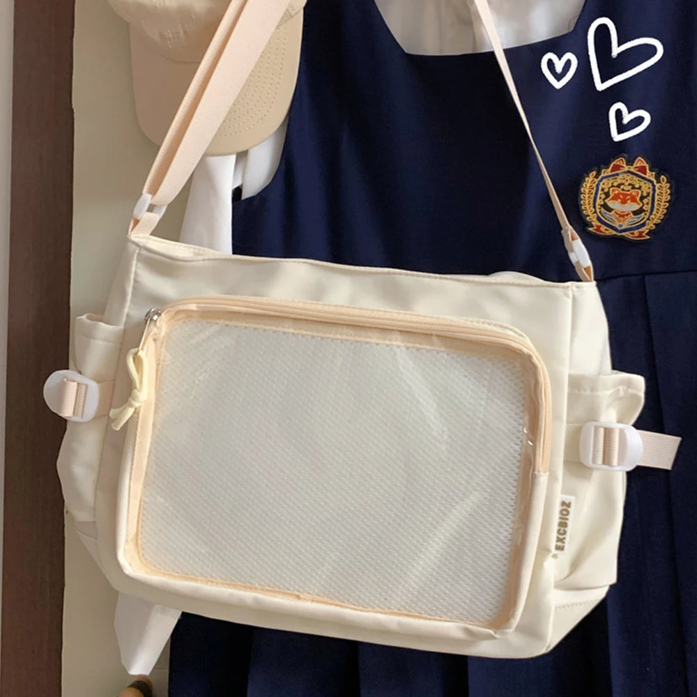 Women's Ita Bag | Japanese Style Shoulder Bag · Clear Window · Multi-Pocket | Black · Beige · Blue · Khaki · Red | Braviixx