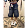 YIBASHU 2026 Summer Women American Retro Jorts Punk Denim Shorts Y2K 2000s Japanese Harajuku Blue Star Cargo Jeans Pants