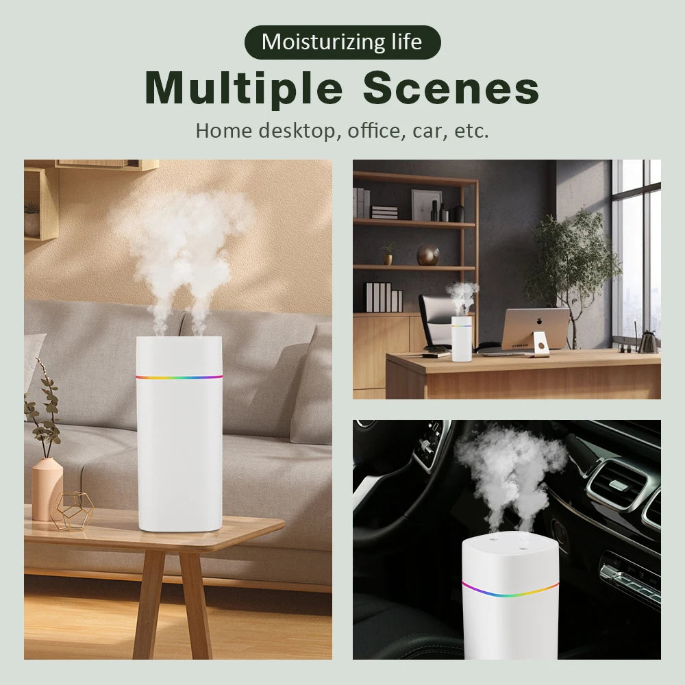 600 ml Dual-Nozzle USB Humidifier | Colour Light & Two Mist Modes | Braviixx