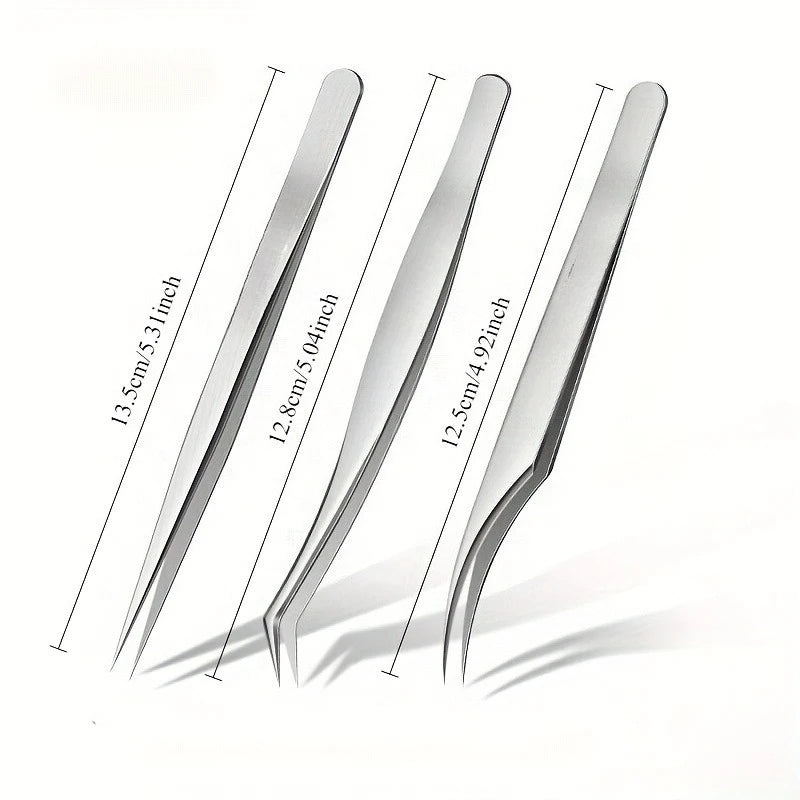 Stainless Steel Fine-Tip Precision Tweezers | Eyebrow Shaping · Hair Removal · Blackhead Extraction | Braviixx