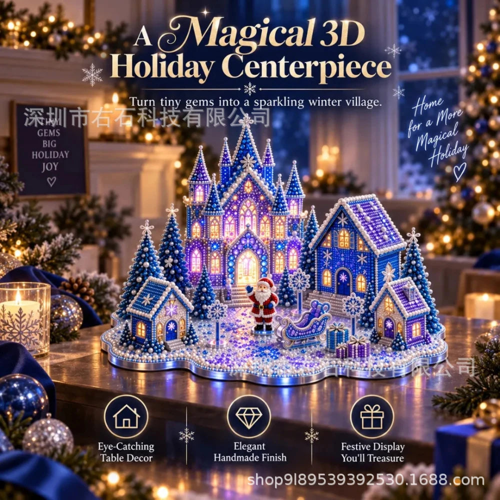 DIY 3D Gem Art Kit | Light-Up Village & Fantasy Designs | Braviixx