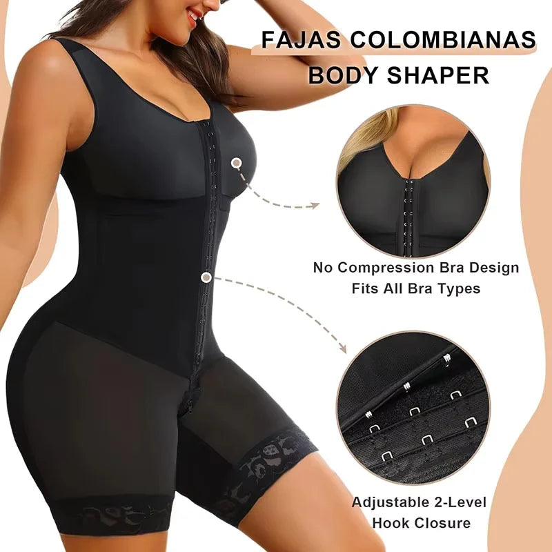 Women's Firm-Control Shapewear Bodysuit | Front Hooks & Lace Hems | Braviixx