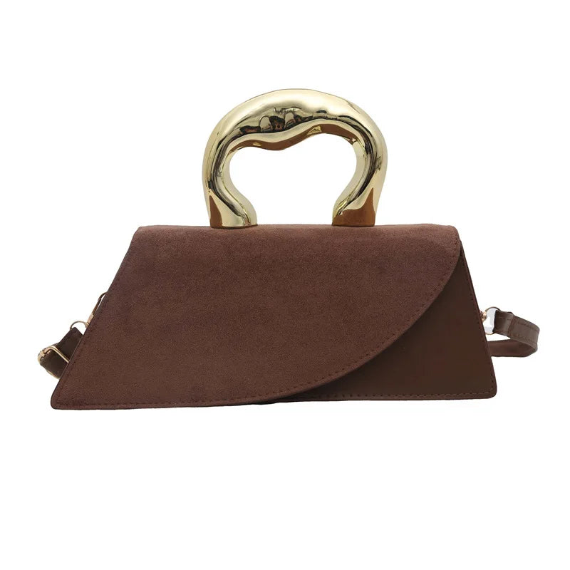 Sculpted Handle Handbag | Asymmetric Flap & Crossbody Strap | Braviixx
