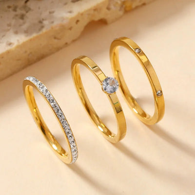 Three-Piece Cubic Zirconia Ring Set | Braviixx