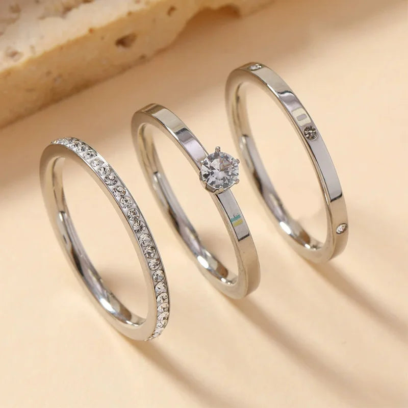 Three-Piece Cubic Zirconia Ring Set | Braviixx