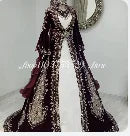 Beaded A-Line Evening Dress | V-Neck & Long Sleeves | Braviixx