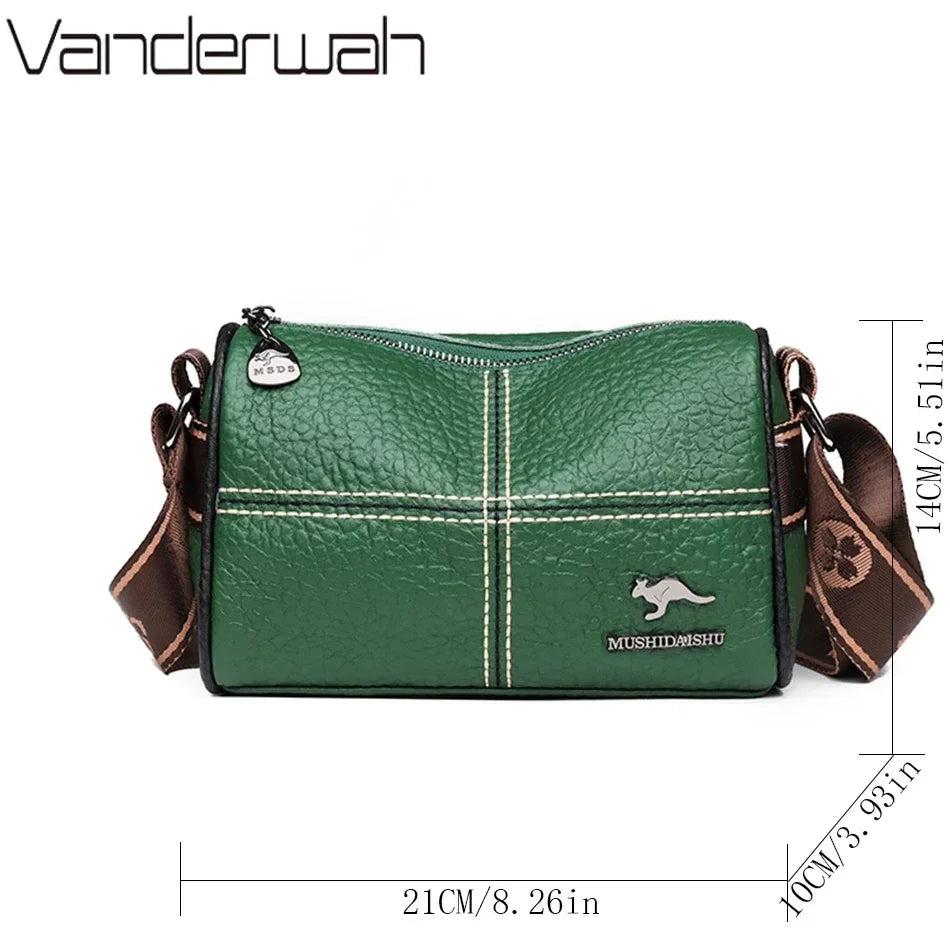 Compact Crossbody Bag | Contrast Stitching & Wide Strap | Braviixx
