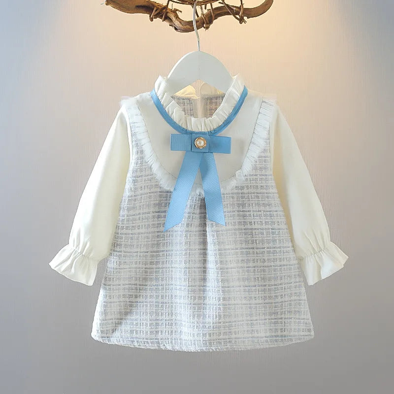 Baby Girls Plaid Bow-Tie Dress | Long-Sleeve Princess Gown | 9–12M to 2–3Y | Braviixx
