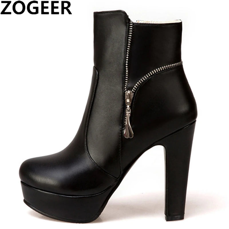 Platform Ankle Boots | 12 cm Block Heel | Braviixx
