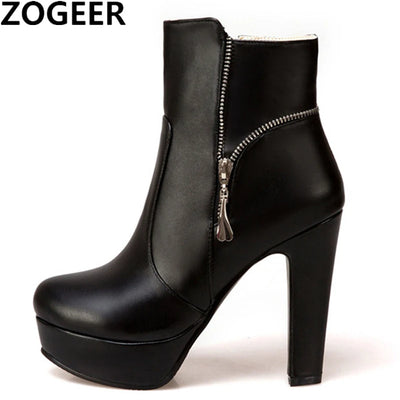 Platform Ankle Boots | 12 cm Block Heel | Braviixx
