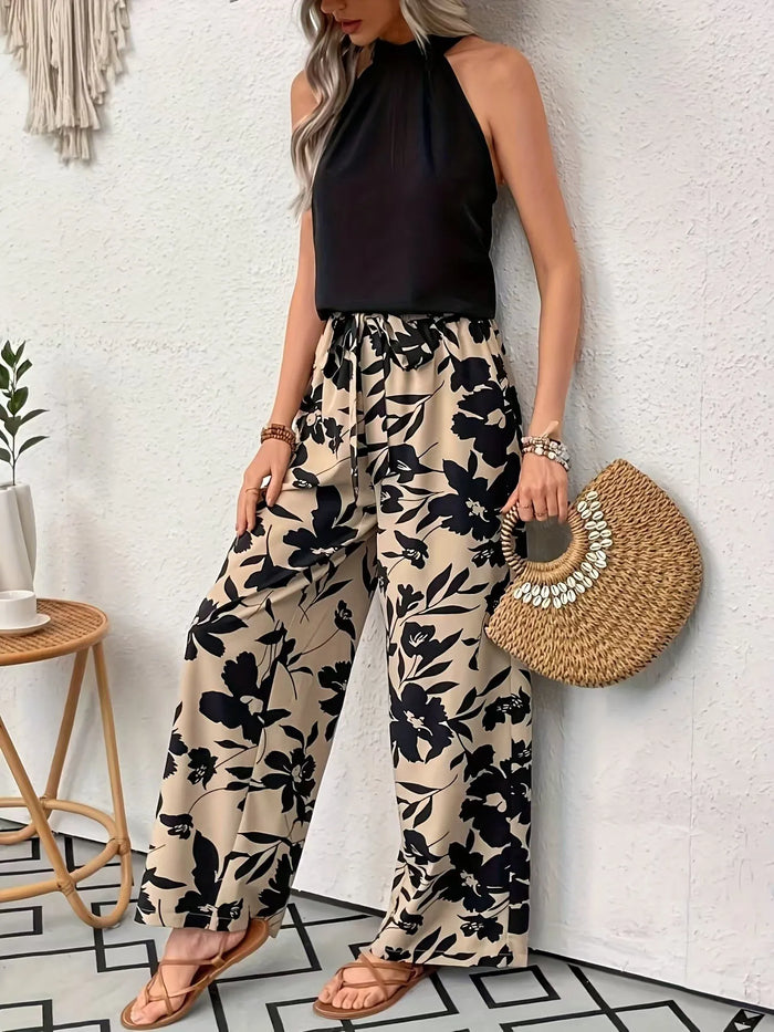 Women's 2026 Printed Wide Leg Pants Casual Elastic Waist Long Trousers Comfortable Fashion Plus Size Women's Clothing