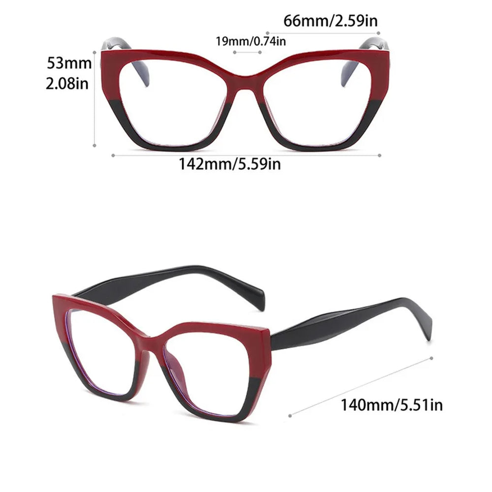 Women's Oversized Cat Eye Colour Block Blue Light Glasses | UV400 · Tortoise Accent · Plain Lens | 4 Colours | Braviixx