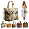 Vintage Printed Canvas Tote Bag | Large Capacity Quilted Handbag for Women