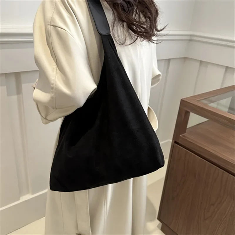 Women's Faux Suede Hobo Shoulder Bag | Soft · Large Capacity · Korean Style | Coffee · Green · Black · Khaki | Braviixx