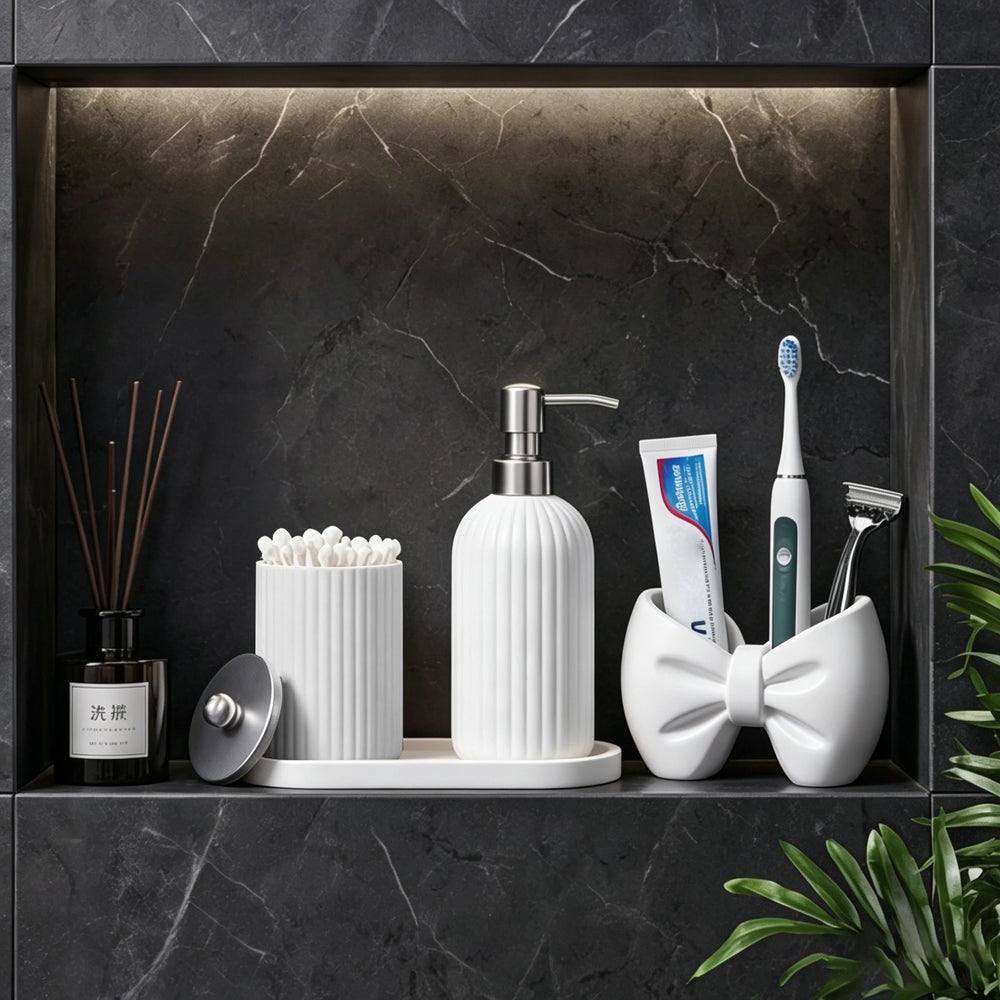 4-Piece Bathroom Counter Accessories Set | Braviixx