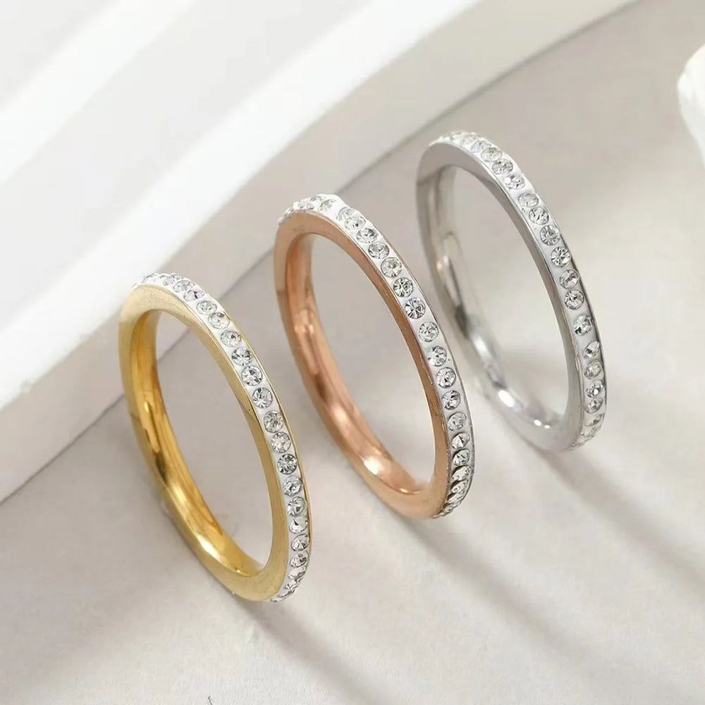 Stainless Steel Gold Silver diamond ring Stackable Rings Suitable For Women's Daily Wear