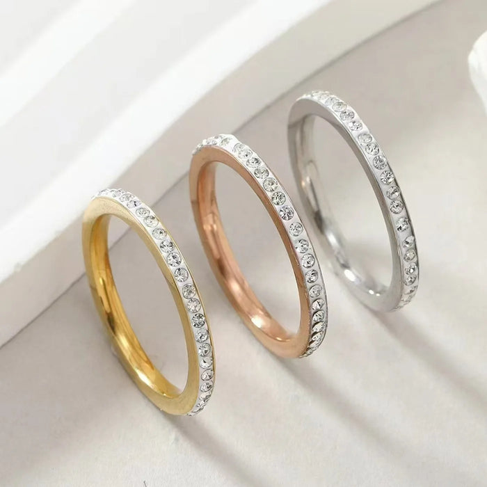 Stainless Steel Gold Silver diamond ring Stackable Rings Suitable For Women's Daily Wear
