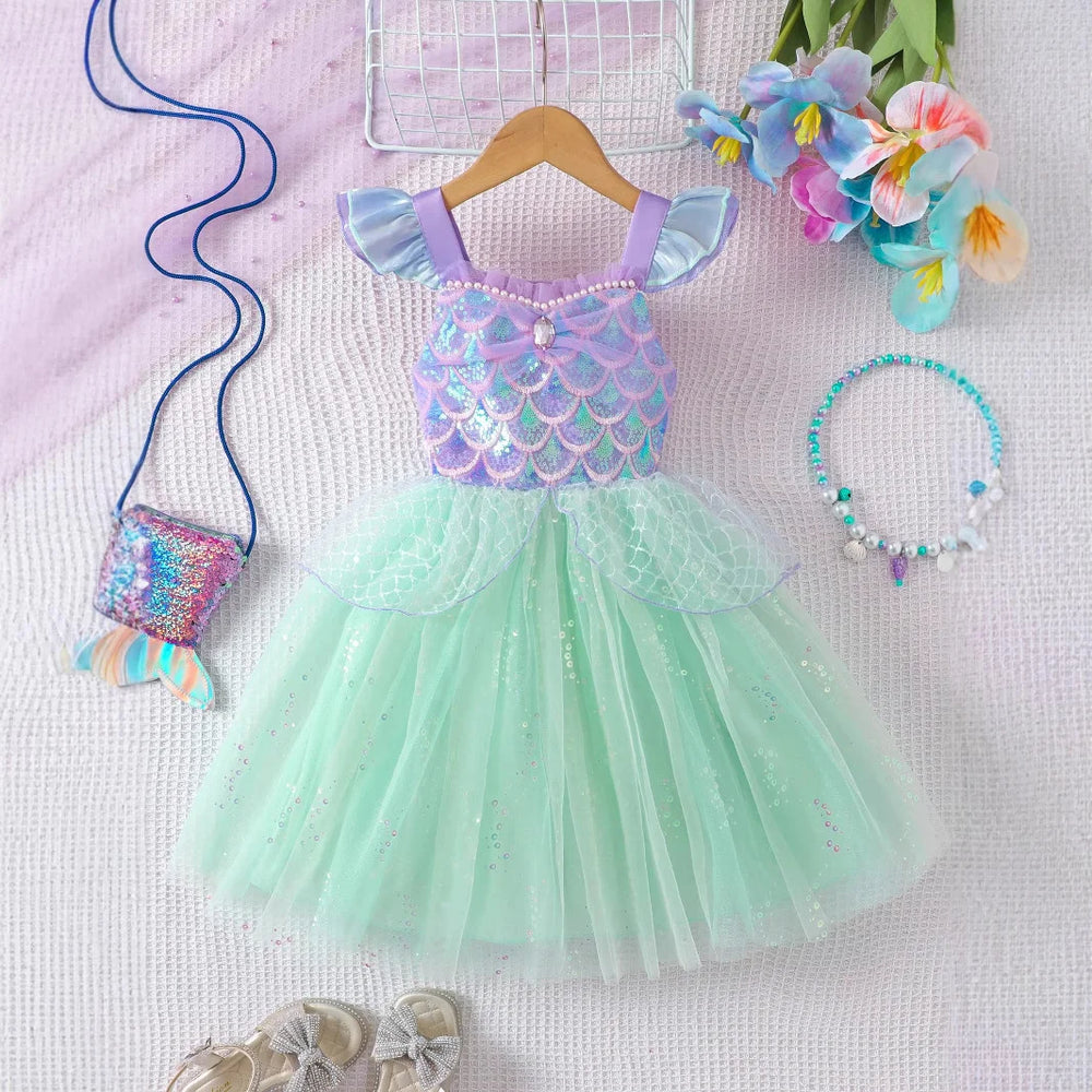 Girls' Mermaid Princess Dress | Purple & Mint Costume Options | Braviixx