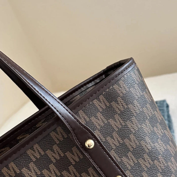 Letter-Print Tote Bag | Twin Shoulder Handles & Charm Detail | Braviixx