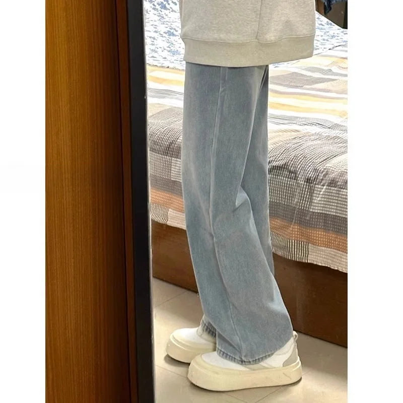 Retro High Waist Straight Leg Jeans Women's Slimming Versatile American Sle Floor Length Wide Leg Pants Spring 2026