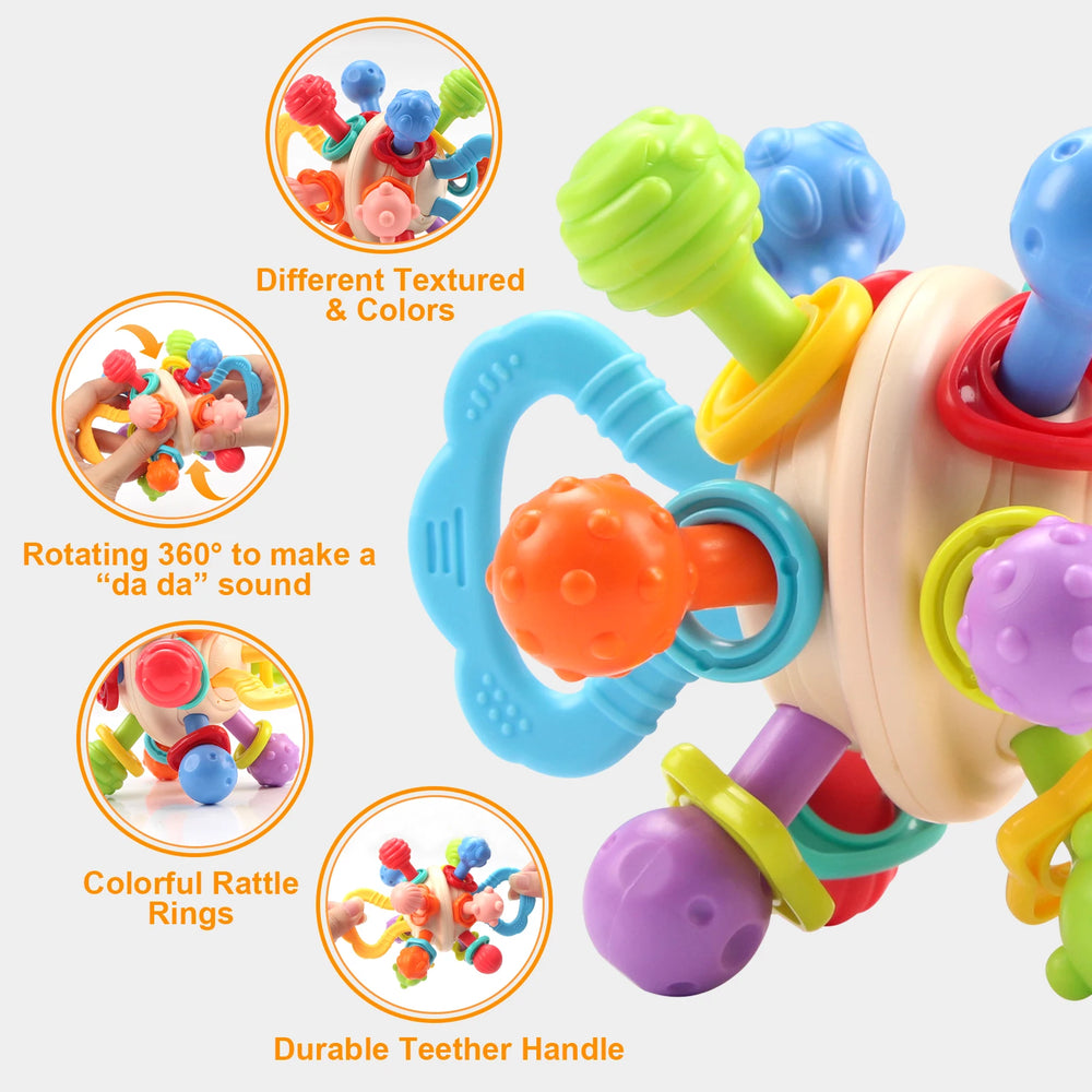 Soft Silicone Baby Rattle Teether Ball | Musical Hand-Grip Toy | 0–6M | Braviixx