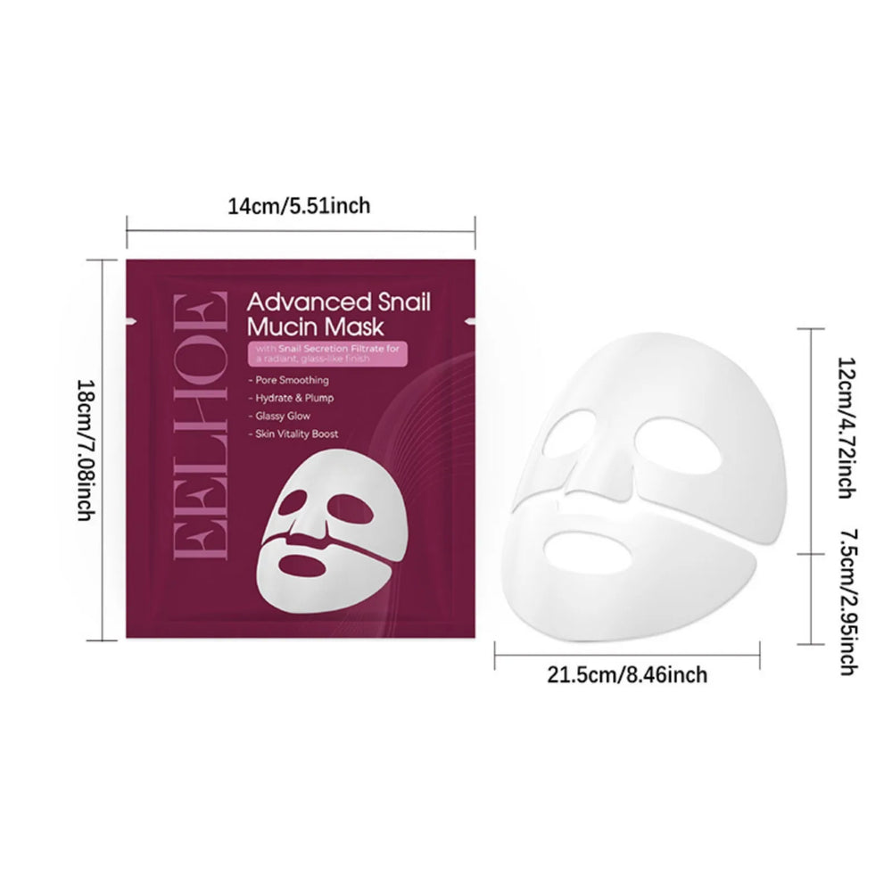 Snail Mucin Face Mask Hydrating Plump Glow Pore Smoothing Sheet Mask Snail Secretion Filtrate Glass Skin Brightens Complexion