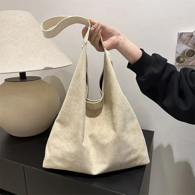 Women's Faux Suede Hobo Shoulder Bag | Soft · Large Capacity · Korean Style | Coffee · Green · Black · Khaki | Braviixx