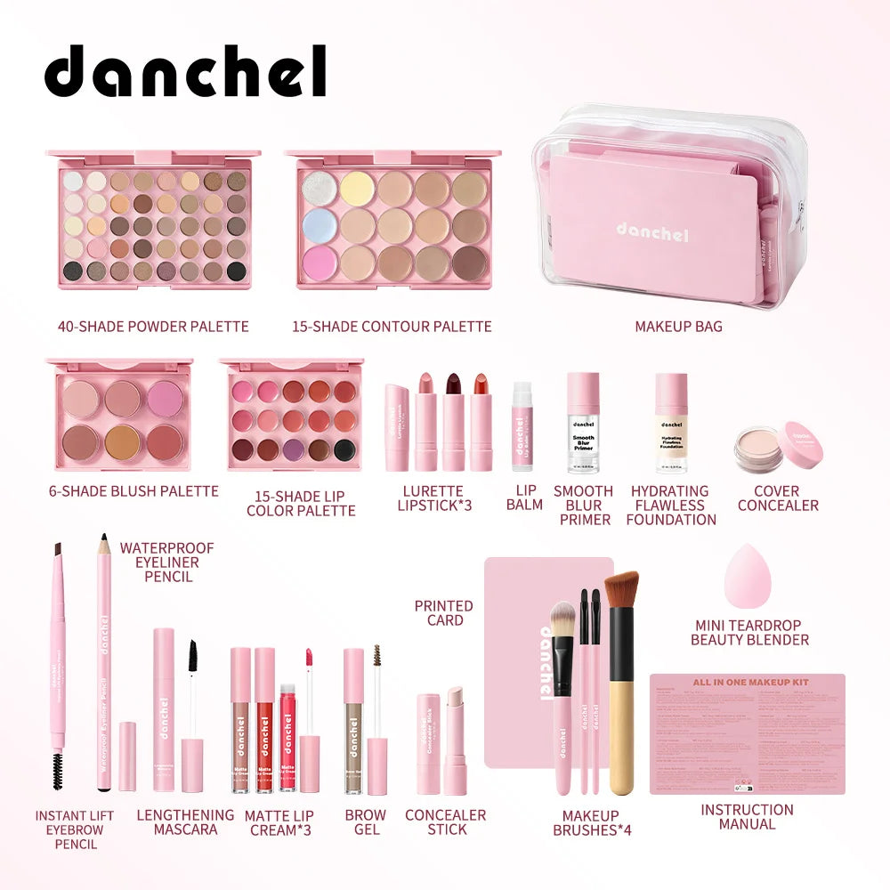 All-in-One Makeup Kit | 40-Color Palette, Blush, Lips & Tools | Braviixx