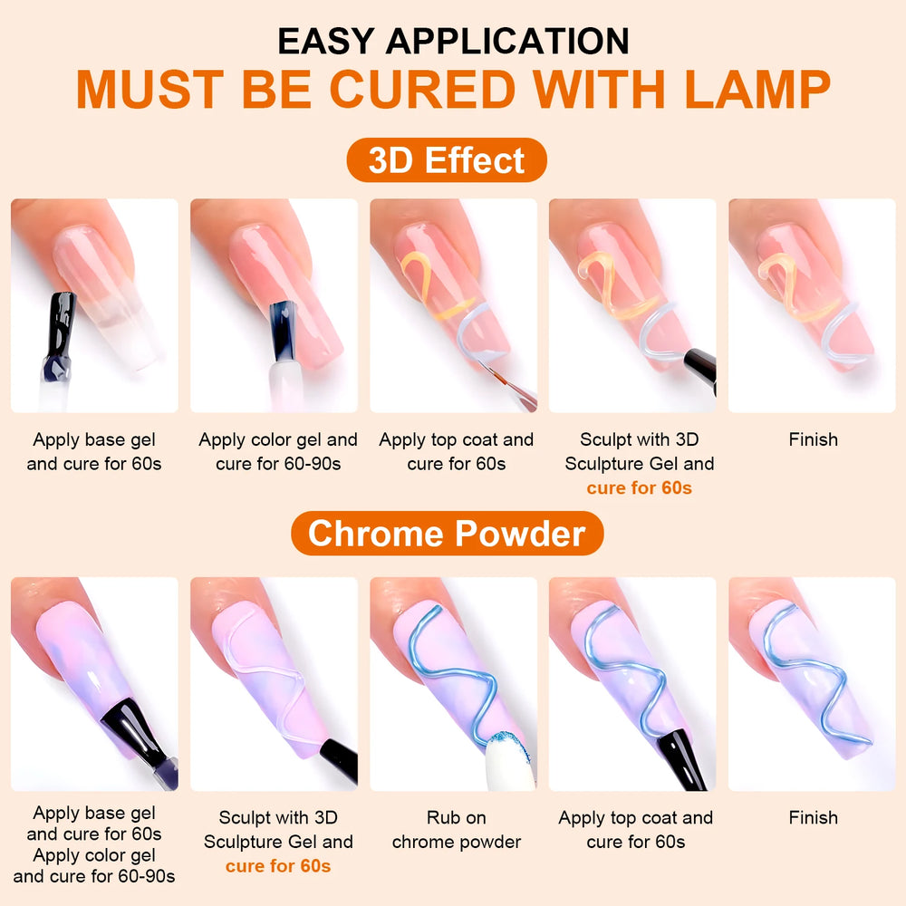 10ml 3D Nail Art Sculpting Gel | 1 or 3-Piece Options | Braviixx