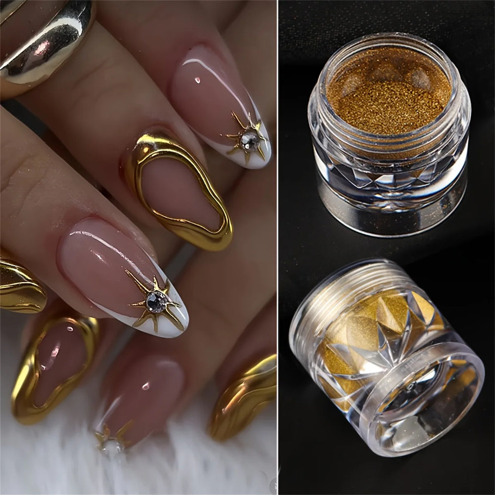 1g Mirror Chrome Nail Powder | Gold, Silver & 6-Piece Set | Braviixx