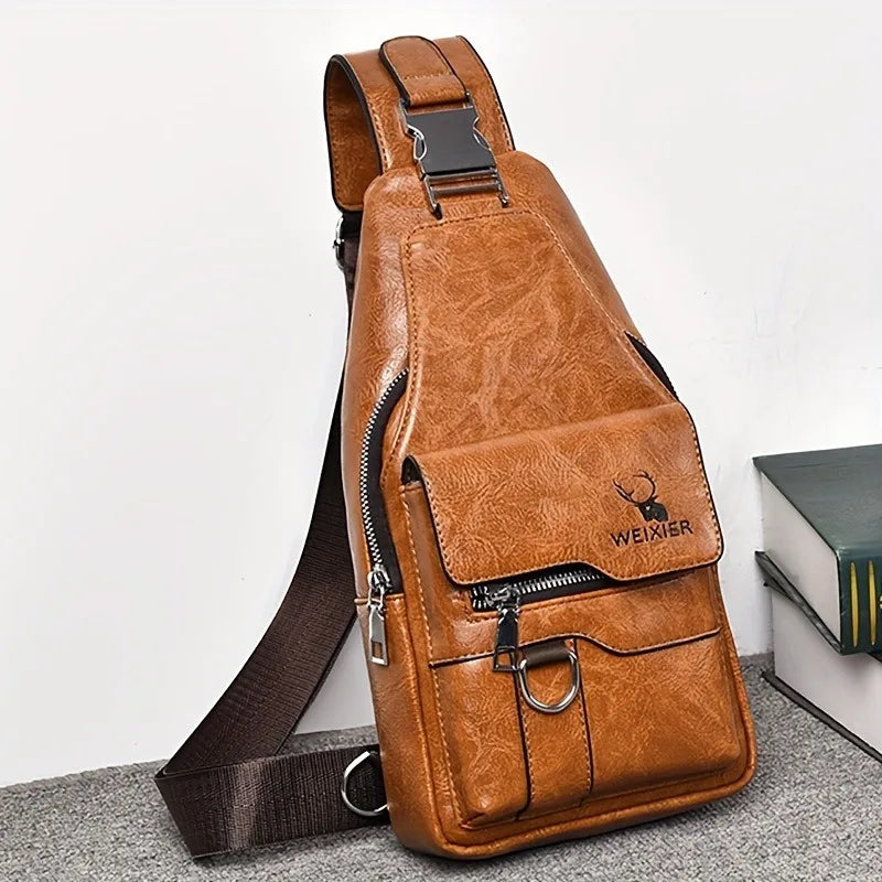 Vintage-Style Sling Bag | Faux Leather & Adjustable Strap | Braviixx
