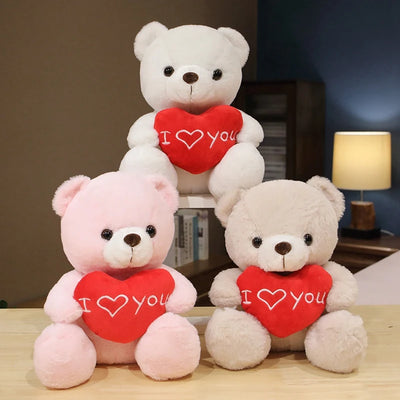 28cm Teddy Bear Holding Heart | I Love You Plush Gift | Braviixx