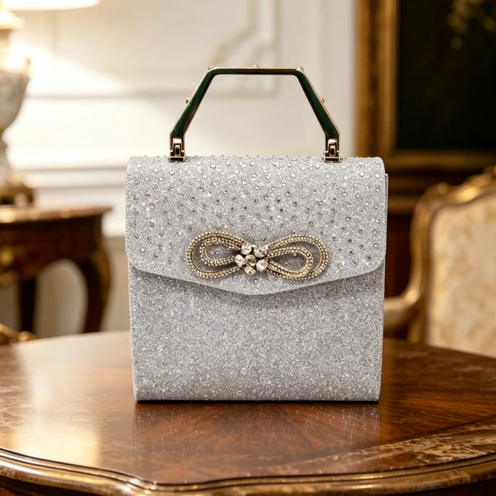 Women's Diamond Bow Evening Minaudière Bag