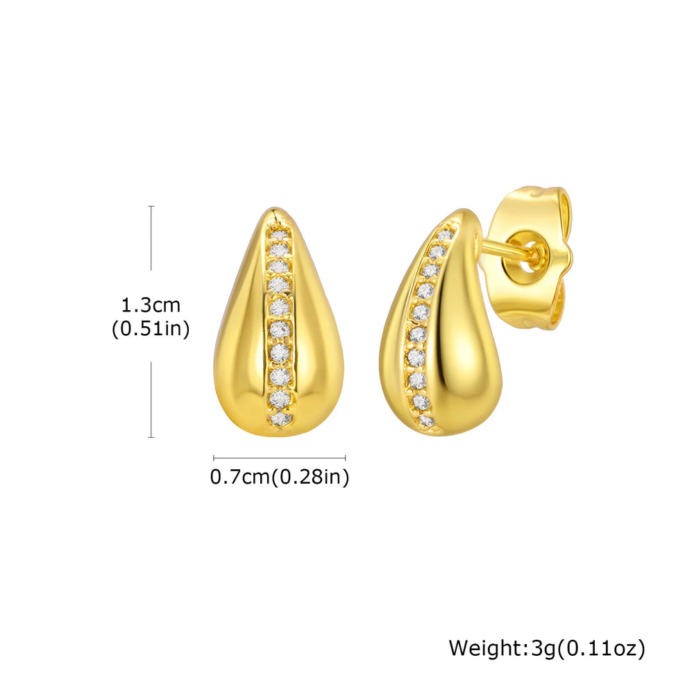 VNOX 18K Gold Plated CZ Earrings | Teardrop Stud or U-Shape Hoop | Hypoallergenic | Braviixx