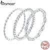BAMOER 925 Sterling Silver Braided Texture Twisted Eternity Band Stackable Rings Fine Jewelry