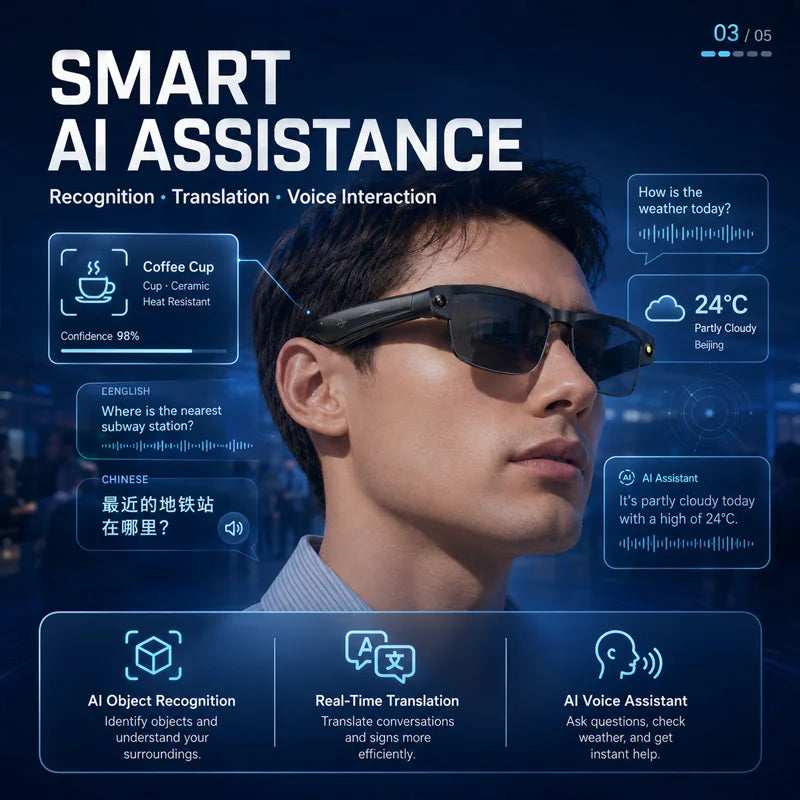8MP AI Camera Smart Glasses with Translation | Braviixx