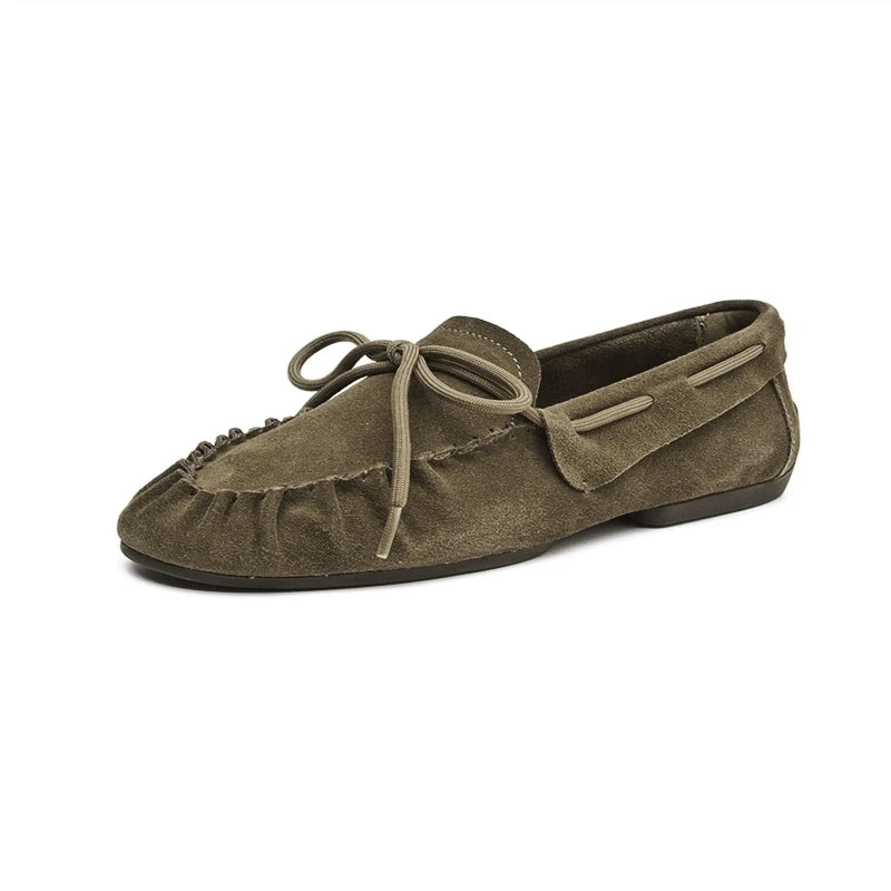 AIYUQI 2026 New Women's Flats Shoes Hand-sewn Pleats Women Loafers Large Size Casual Leather Female Shoes