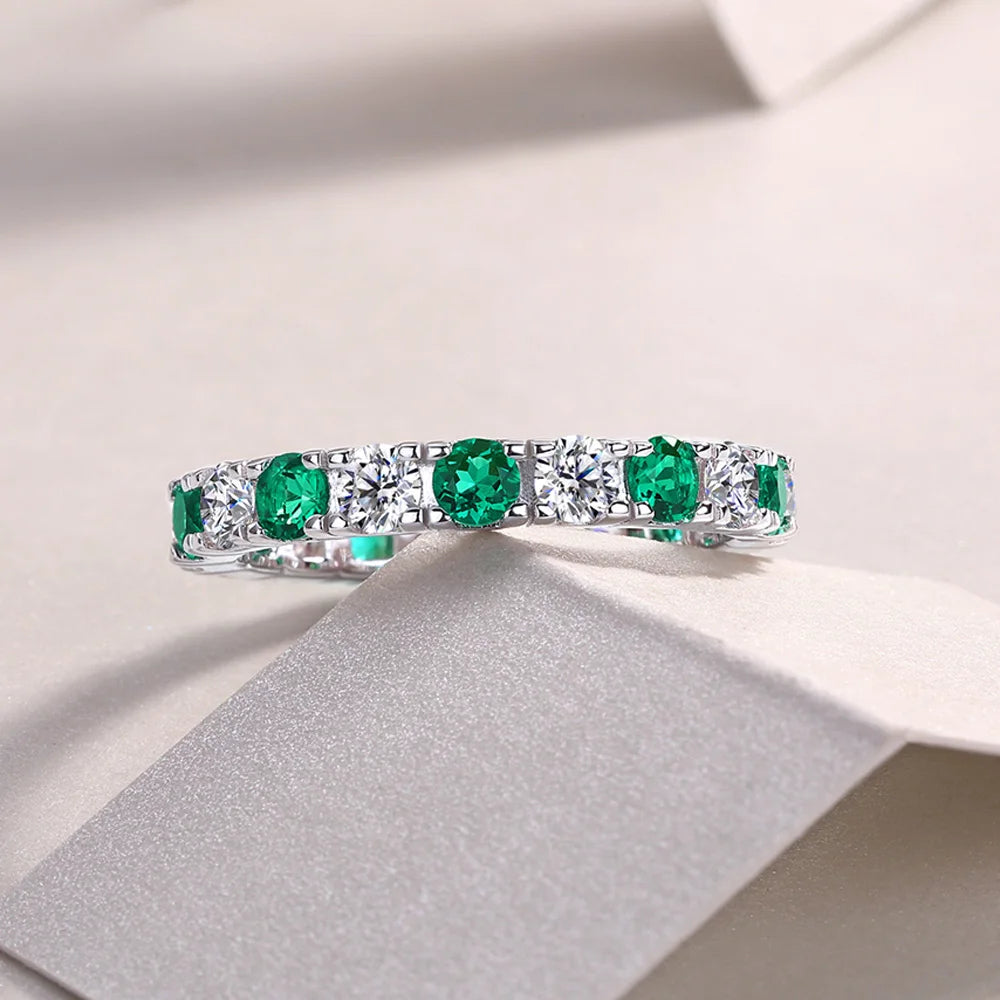 Women's Sterling Silver Moissanite Band Ring | 3 mm Stones | Braviixx