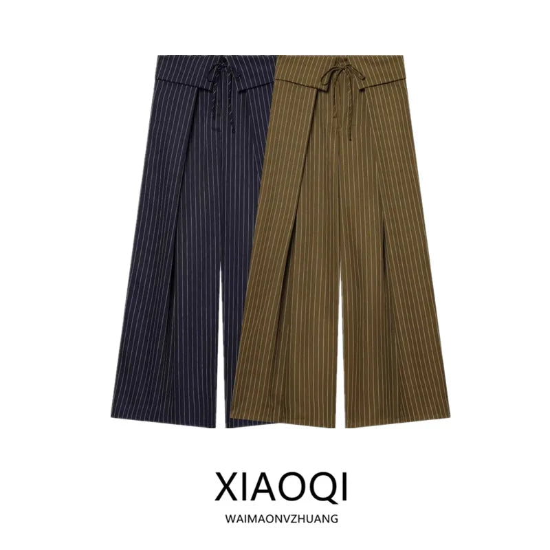 Women's Casual Wide Leg Pants Spring Summer 2026  Knot Waist Cinched Loose Fit Trousers Elegant Fashion Ladies