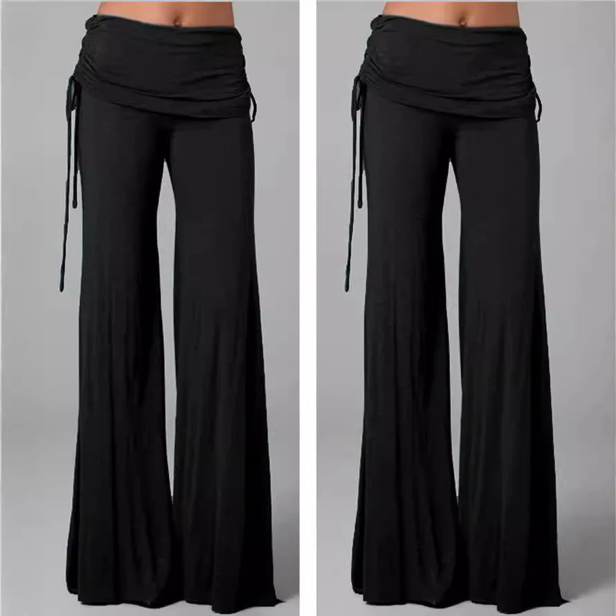 New 2026Women's Long Flare Pants Spring Autumn Casual Wide Leg Solid Color Loose Trousers Female Comfortable Dance Yoga Trousers